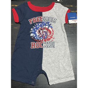 Boys 0-3 Months “freedom Rocks” Red White And Blue Romper